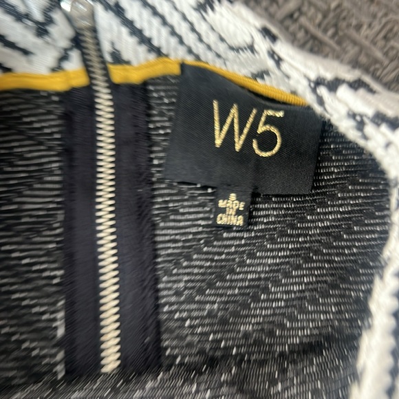 Anthropology W5 Sweater Womens Size S White Black Geometric Knit Cotton Zip Back - Picture 4 of 9